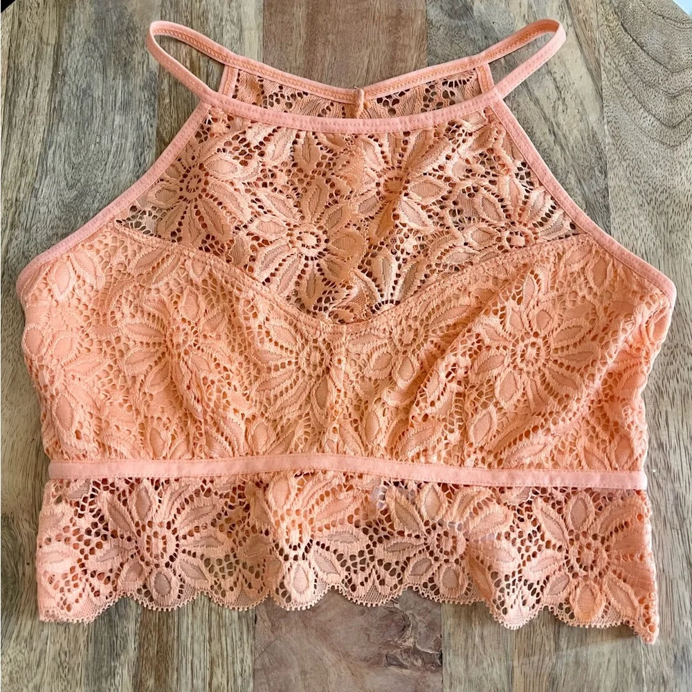 Zenana Peach/Orange Lace Bralette NWOT Medium - Picture 7 of 8